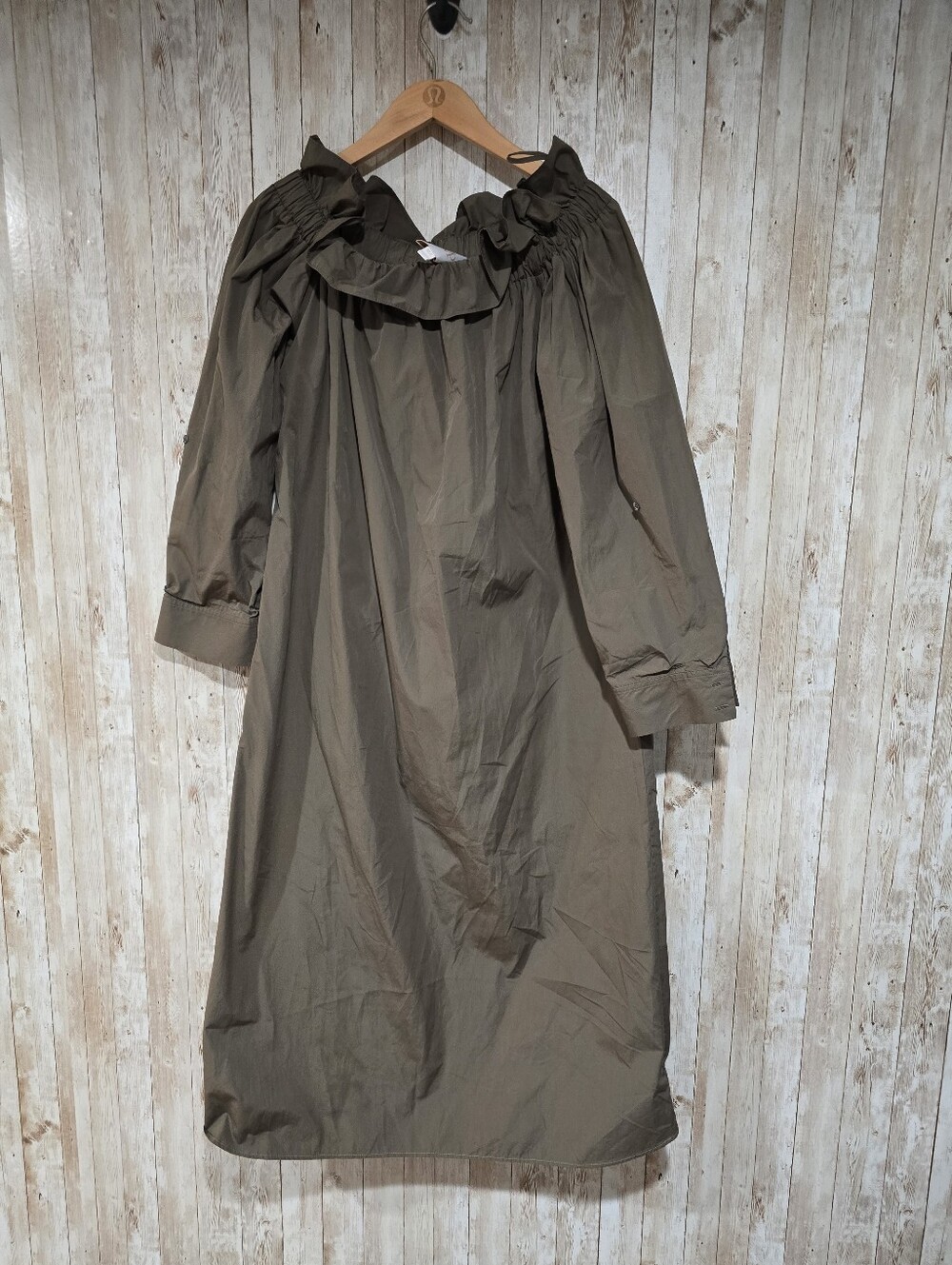 TWP Green Poplin Crisp Cotton Tent Off Shoulder Dress M/L